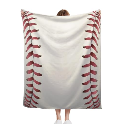 Baseball Texture Design Flannel Throw Blanket, Ultra Soft, Warm & Lightweight, 100% Polyester Fleece Blanket for Couch, Bed, Sofa, Camping and Travel 80x60 inch Large for Men Women 80"x60" Large for Men Women