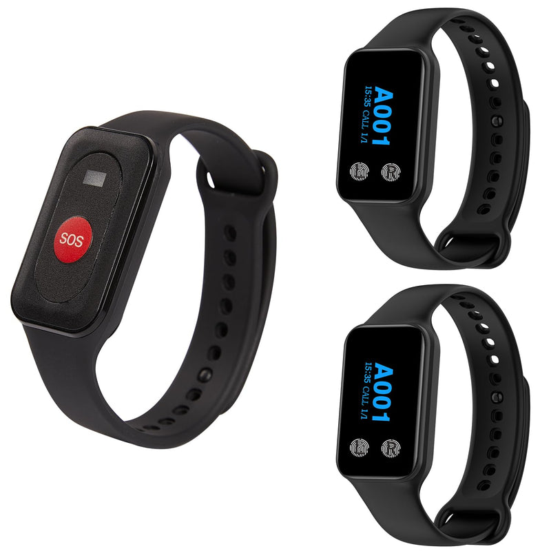 [Australia - AusPower] - Wireless Restaurant Calling System Waiter Service Pager System with 1 Watch Button and 2 Wrist Watches for Restaurant Cafe Hospital Factory Office 2 receivers+1 watch button 