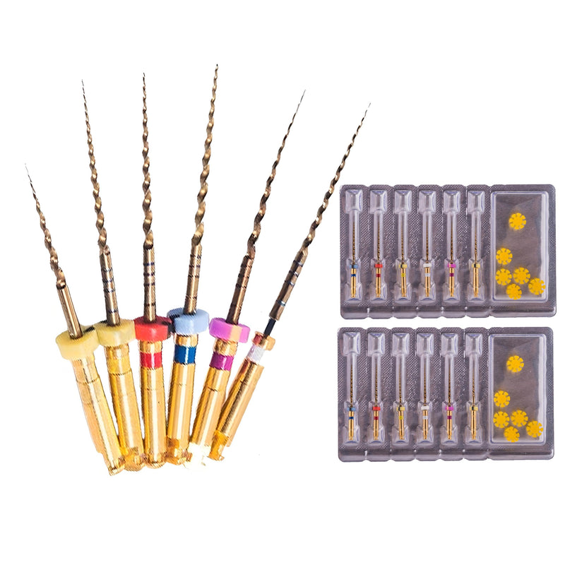 [Australia - AusPower] - Dental Endo Rotary File X-Pro Gold Taper 12PCS Niti Endodontic Root Canal Files (2Packs 25MM Assort) 2Packs 25MM Assort 