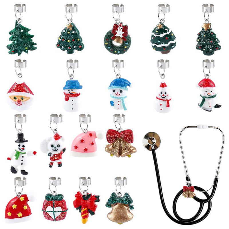 [Australia - AusPower] - WEBEEDY 18 Styles Christmas Stethoscope Charms for Nurse, Nurse Christmas Tree Santa Snowman Pendants Charm Stethoscope Accessories for Doctor Nursing Students Festive Holiday Decor Gift 