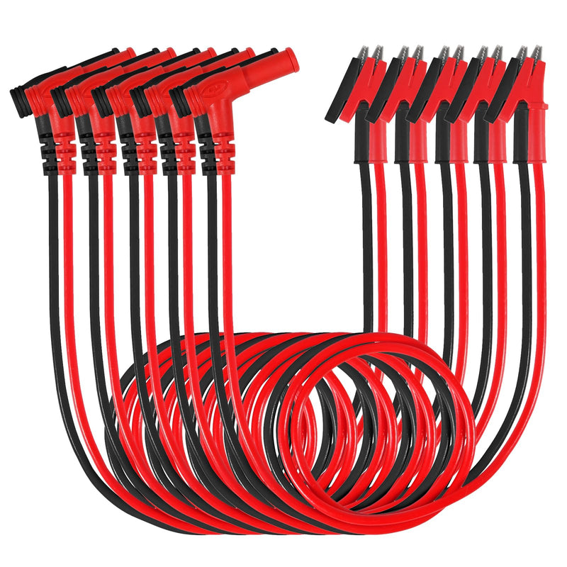 [Australia - AusPower] - UMLIFE 10PCS Multimeter Test Leads Right Angle Banana Plug to Alligator Clip Heavy Duty Silicone Wire for Electrical Testing 