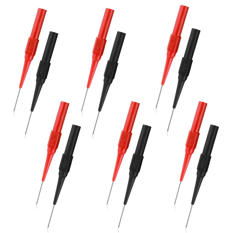 [Australia - AusPower] - 12 PCS Stainless Steel Back Probe Pins Kit, 0.7mm Electrical Needle Probes for 4mm Banana Socket Plug, Insulation Piercing Pin Test Probes 