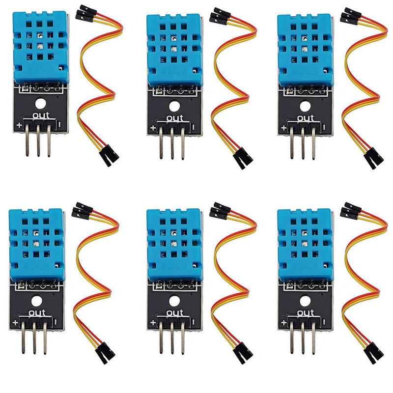 [Australia - AusPower] - 6PCS DHT11 Digital Temperature and Humidity Sensor Temp Humidity Digital Measurement Module with 3Pin Jumper Cables 