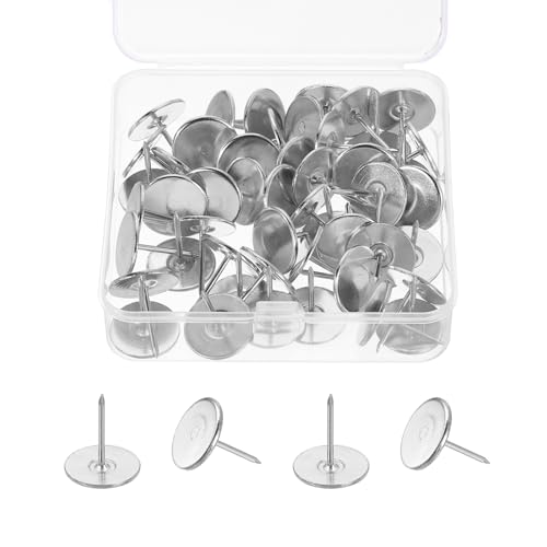uxcell 50-piece silver upholstery thumb tacks with flat heads for wood walls and furniture