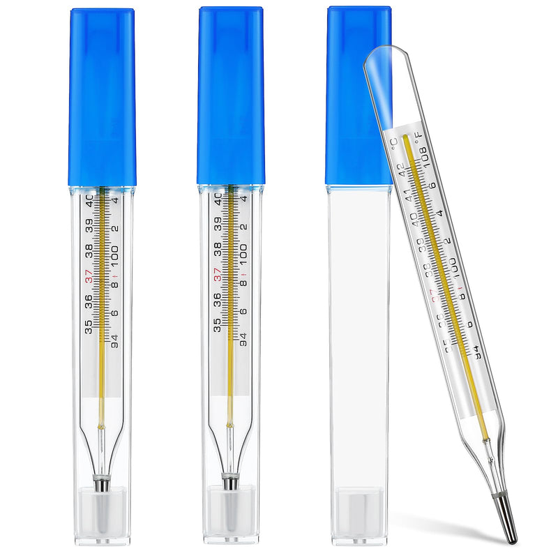 [Australia - AusPower] - 3Pcs Glass Oral Temperature for Adults Precise Measurement Fast Reading for Elderly Family Dual Scale ℃ & ℉ 