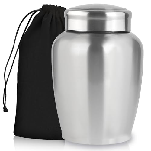 Large Stainless Steel Urns for Human Ashes Adult Up to 180 lbs, Blank Silver Blank