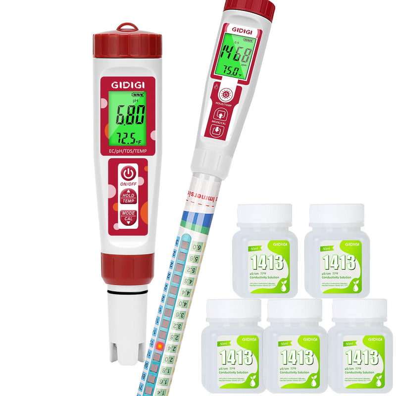 [Australia - AusPower] - pH Meter and PPM Meter for Hydroponics, EC PPM Temp pH Tester for Hydroponic,TDS Water Tester for Drinking Water,Digital pH Meter with Backlit & ATC for Hydroponic Nutrient 