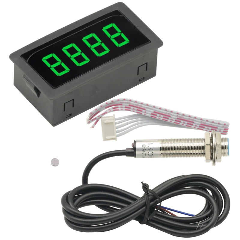 [Australia - AusPower] - Tachometer 4 Digital LED Tach RPM Speed Meter,Digital Speedometer with Hall Proximity Switch Sensor NPN 