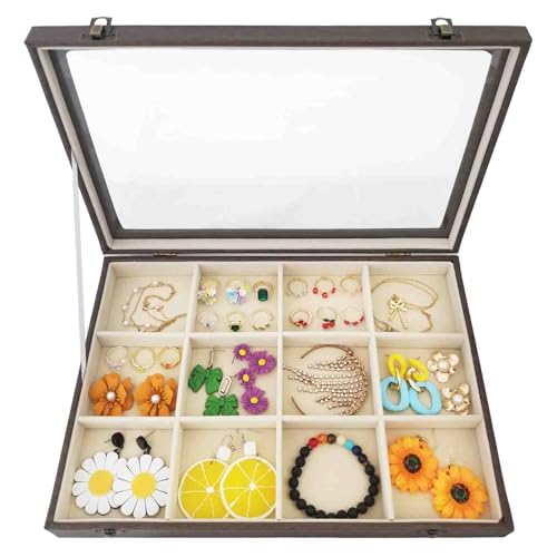 12 Grids Jewelry Organizer Box Womens Leather Bracelets Storage Box 12 Grids