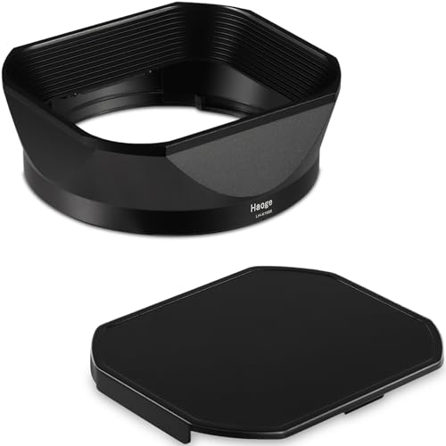 Haoge Metal Square Lens Hood for Fujifilm Fujinon XF 18-55mm F2.8-4.0 R LM OIS & XF 14mm F2.8 R Lens with a Hood Cap on X-T5 X-T4 XT50 XH2 Camera