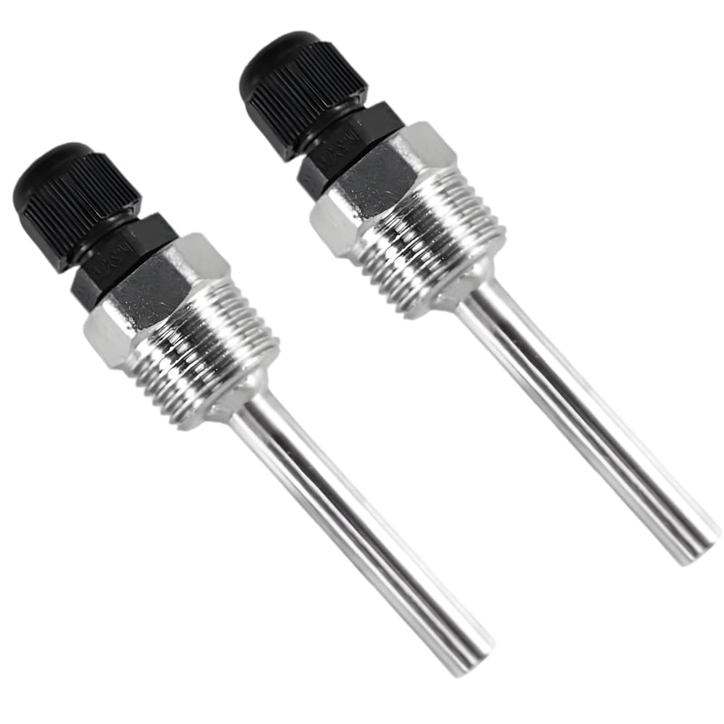 30 mm immersion sleeve, 2 pieces, 8 x 30 mm immersion sleeves, immersion sleeve, G1/2 inch stainless steel, thread for temperature sensor, Thermowell Diving Tube Protective Tube for 30mm