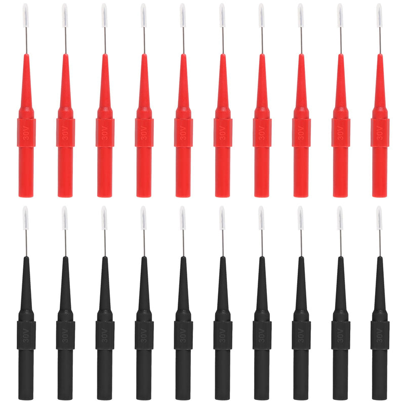 [Australia - AusPower] - 20Pcs 0.7mm Back Probe Kit with 4mm Banana Socket Non-Destructive Insulation Wire Piercing Needles Multimeter Test for Probes Automotive Testing Tools 