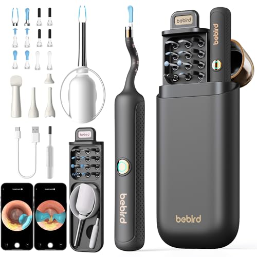 Bebird Ear Wax Remover with Camera, 1920P HD Flexible Ear Cleaner with Tweezers, Interchangeable Tips, Black Gold