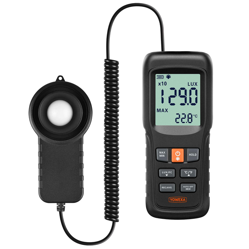 [Australia - AusPower] - YW-552 Digital Illuminance Light Meter, Split Sensor Lux/Foot Candles Meter 0–200,000 Lux, Data Record, Max/Min Mode, for Plants, Photography & Workspaces 