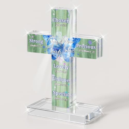 PVOPVO Inspirational Religious Christian Cross Decor Butterfly Gifts for Women Men Catholic Bible Verse Crosses Desk Decor for Home Office Prayer Room god3