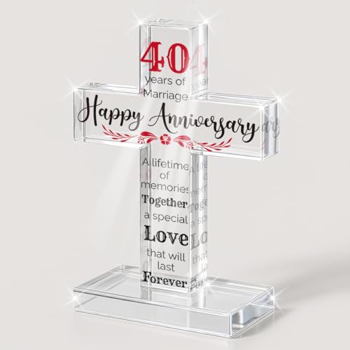 PVOPVO 40th Wedding Anniversary Religious Cross Gifts for Him Her 40 Year Anniversary Romantic Gift for Women Men Couple 40 Years of Marriage Gifts for Couple 40th Anniversary