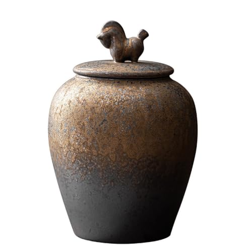 Luxshiny Ceramic Tea Leaf Storage Jar with Airtight Lid Small Japanese Style Tea Canister for Storage and Food Organization for Home Office, 6.09 X 3.73 X 2.99 Inch