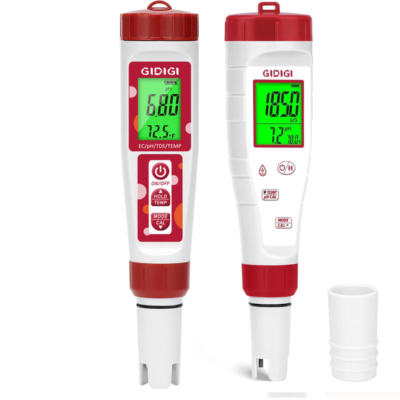 [Australia - AusPower] - pH Meter for Water,4 in 1 EC PPM Temp pH Tester for Hydroponic,TDS Water Tester for Drinking Water,Digital pH Meter with Backlit & ATC for Hydroponic Nutrient,Pool,Aquarium,Tap Water,Home Use 