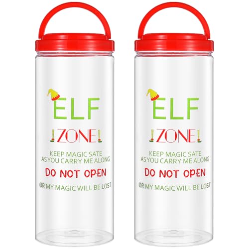 2 Pack Christmas Elf Carrier 4.7 x 4.7 x 12.2 Inch Plastic Elves Carrying Case with Lids Handle Holiday Elf Decoration Container for Xmas Holiday Family Travel Adventures Gift