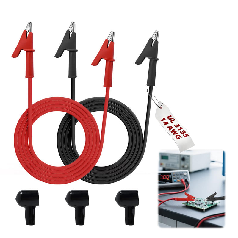 [Australia - AusPower] - 5PCS Alligator Clip Set-2PCS Test Leads & 3PCS Insulation Sleeves, Electrical Alligator Clips with Wires for Multimeter, Banana Plug Leads,Suitable for Electricians Circuit Testing 