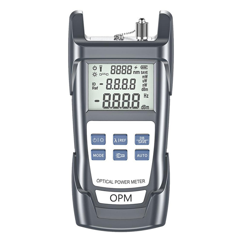 Fiber Optic Cable Tester & Power Meter - Portable Optical Light Meter with FC/SC/ST/LC Interfaces, (-70) dBm to (+10) dBm Range, 10 Wavelengths, LED Display - for Network Installation & Maintenance