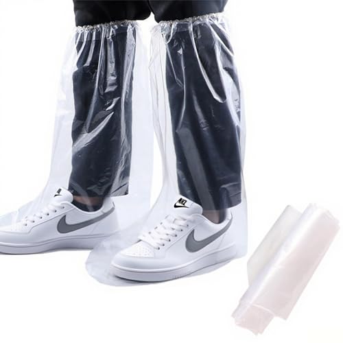20 Pairs Waterproof Shoe Cover, Waterproof Overshoes, Boot Covers with Elastic Band, Bicycle Rain Shoes, Transparent Overshoes, Waterproof, for Snow and Rain Resistant (White)