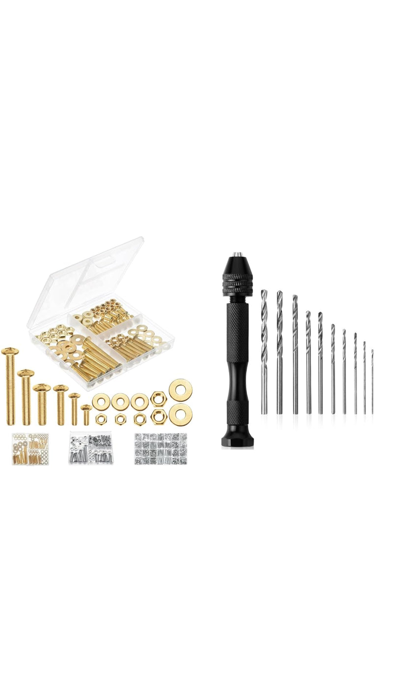 [Australia - AusPower] - Mr. Pen- Gold Nuts and Bolts Kit & Hand Drill with 10 Drill Bits 