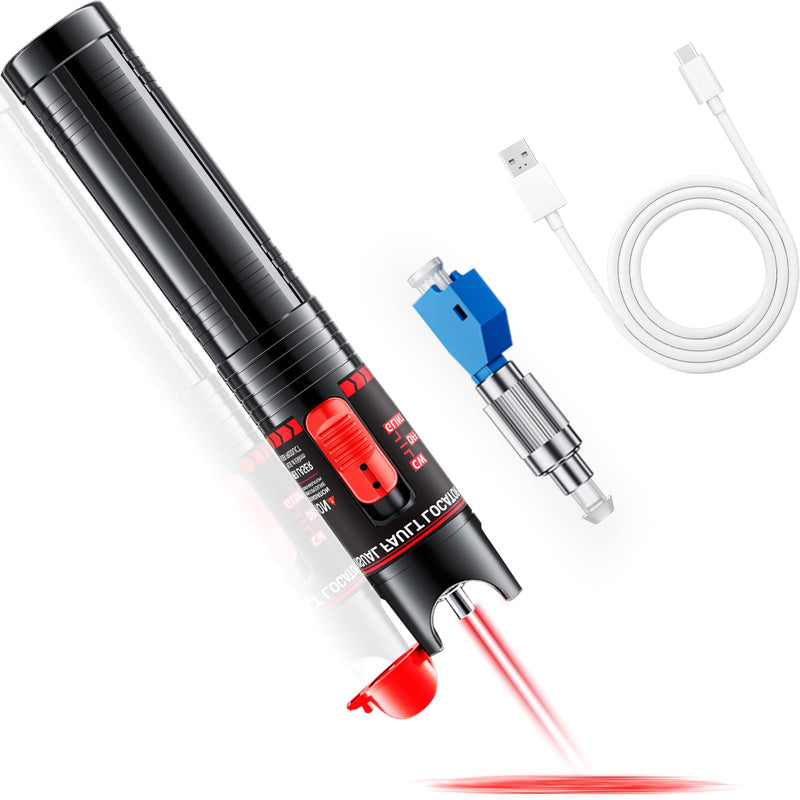 [Australia - AusPower] - Visual Fault Locator 30KM - Rechargeable VFL Fiber Optic Tester Kit Include Single Mode 9/125um FC Male to LC Female Adapter, Fiber Optic Lights for Network Cable 30km-Rechargeable 