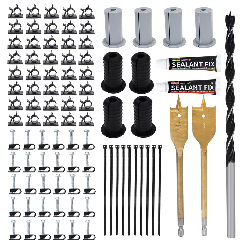 Starlink Cable Routing kit with 3/4", 5/16" and 1" Spade Strengthen Drill Bit, Cable Ties, Wall Bushing Grommets, Wall Clamps Cable Installation Kit, for Starlink Gen 2/3 Dish & Mini Ethernet Setup.