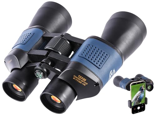 12x50 Binoculars with Built-in Compass & Phone Adapter