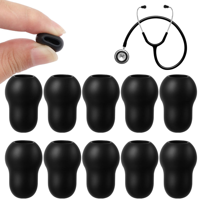 [Australia - AusPower] - 10PCS Black Ear Tips Replacement, Stethoscope Ear Tips/Earing Pieces Earplugs Accessories, Silicone Stethoscope Parts Replacement Eartips Earpieces, Comfortable Soft Stethoscopes Eartips Earpieces 