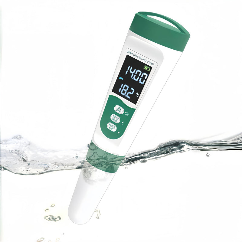 Pool Salt Tester & PH Meter, 5 in 1 Salinity PH Temp EC and TDS Salt Water Tester Kit, Digital Pool Water Tester for Aquarium Saltwater Pool Swimming Pool Hot Tubs Spas, IP65 Water Quality Tester