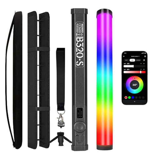 PHOTOOLEX Magnetic Light Wand, 360° RGB Tube Light, LED Video Light Stick 320mm