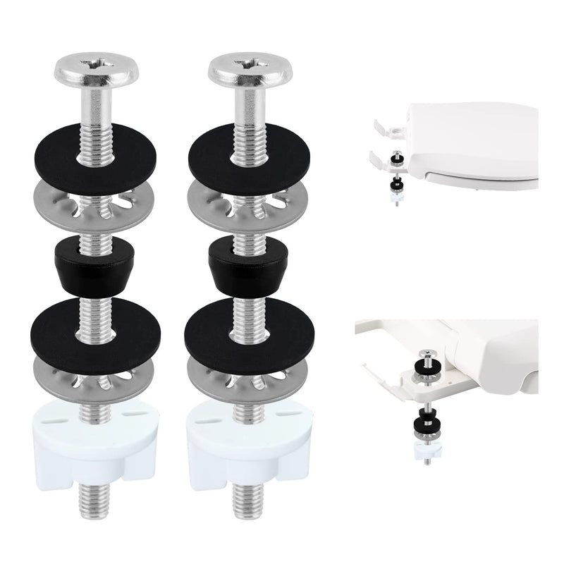 Universal Toilet Seat Bolts Kit, 4PCS/2SETS 3 Inches Toilet Seat Screws | Compatible with Kohler/American Standard/TOTO/Glacier Bay, Stainless Steel Toilet Seat Screws Replacement, Easy to Install 2 Stainless Steel Bolts of 3"