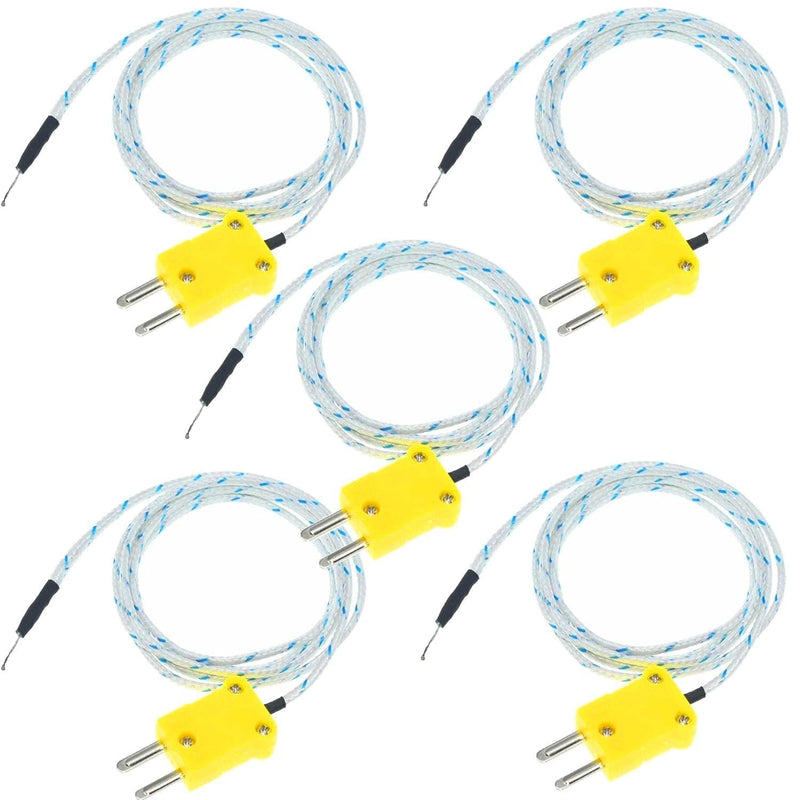 [Australia - AusPower] - 5Pcs K Type Mini-Connector Thermocouple, 3 M/9.8 ft Temperature Probe Sensor, Type K Thermocouple Wire Measure Range -50 to 400 Celsius, Compatible with TM902C/ TES1310 