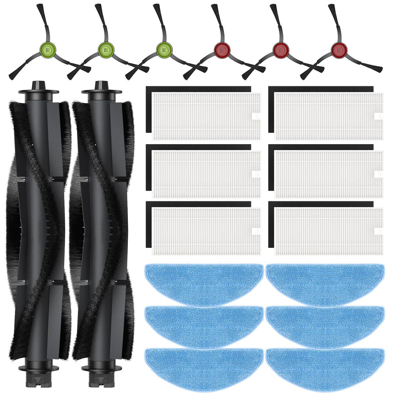 G8000 Max Replacement Parts, for Tikom G8000 Max, L8000 Plus, 2025 Year L8000 Pro Robot Vacuum, Accessories Include 2 Main Brushes, 6 Side Brushes, 6 HEPA Filters, 6 Mop Pads