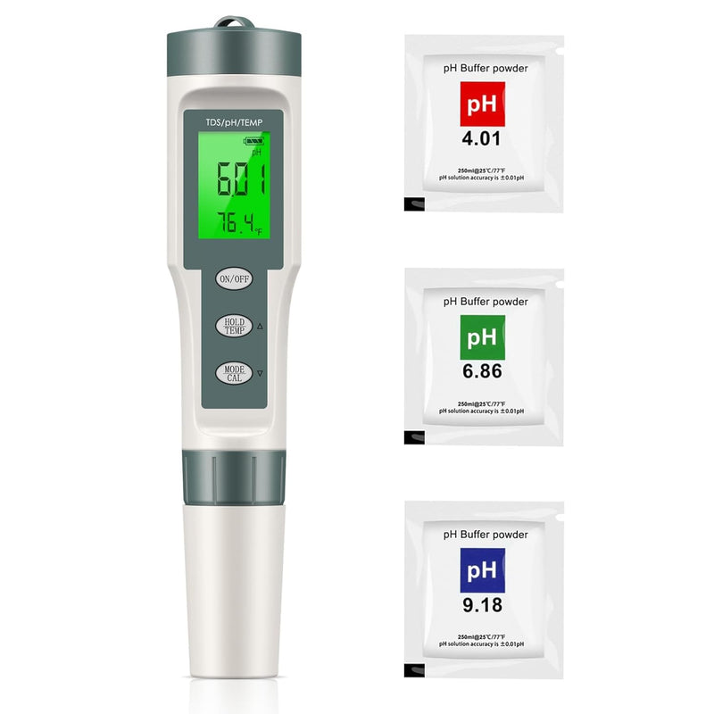 [Australia - AusPower] - Digital pH Meter with TDS and Temperature Display, LCD Screen, Water Quality Tester 