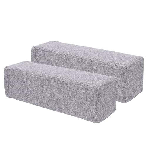 2 Pack Couch Arm Rest Pillow, 6''x6''x20'' Linen Cover, High Density Foam Armrest Cushion, Removable & Washable Elbow Support for Sofa, Bed, and Armchair (Grey) Linen Grey 5.9x5.9x19.7 IN
