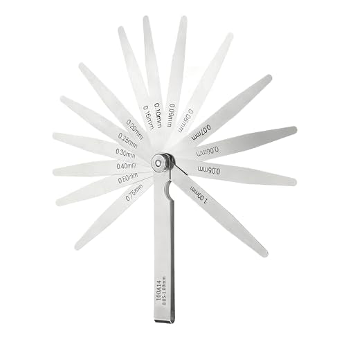 14 Blades Feeler Gauges 0.05-1mm Stainless Steel Feeler Gauge Valve Game | 0.05-1mm Metric Probe Blade Gauge Tool for Measuring Gap Guitars, Spark Plugs, Piston Measurement 1PC