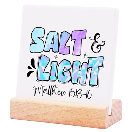 Salt Light Matthew Sign Ceramic Plaque-Christian Desk Decor