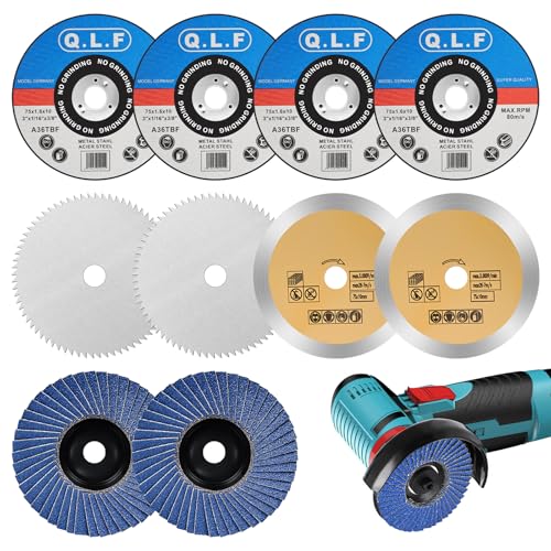 Cutting Discs, Pack of 10, 76 mm, 4 Types Cutting Discs | Flap Disc Set for Mini Angle Grinder, Discs, Sanding Discs for Metal Steel Iron Stainless Steel Wood Ceramic Tile 76mm 10 pieces