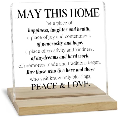 Housewarming Gifts for Women Decor Sign, May This Home Religious Acrylic Plaque