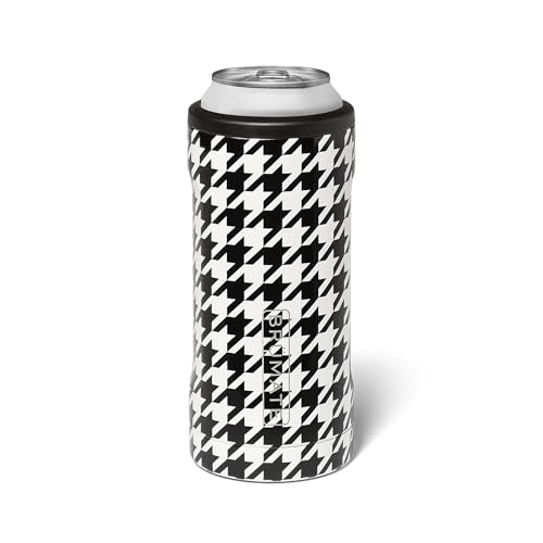BrüMate Hopsulator Slim Can Cooler Insulated for 12oz Slim Cans | Skinny Can Insulated Stainless Steel Drink Holder for Hard Seltzer, Beer, Soda, and Energy Drinks (Houndstooth) Houndstooth