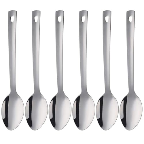 DOCBLACK 13 Inch Serving Spoons Set of 6, Heavy Duty Stainless Steel Buffet Spoons with Long Handle for Kitchen, Restaurant, Party, Dishwasher Safe (Silver, 6PCS) Silver 6PCS 13 inches