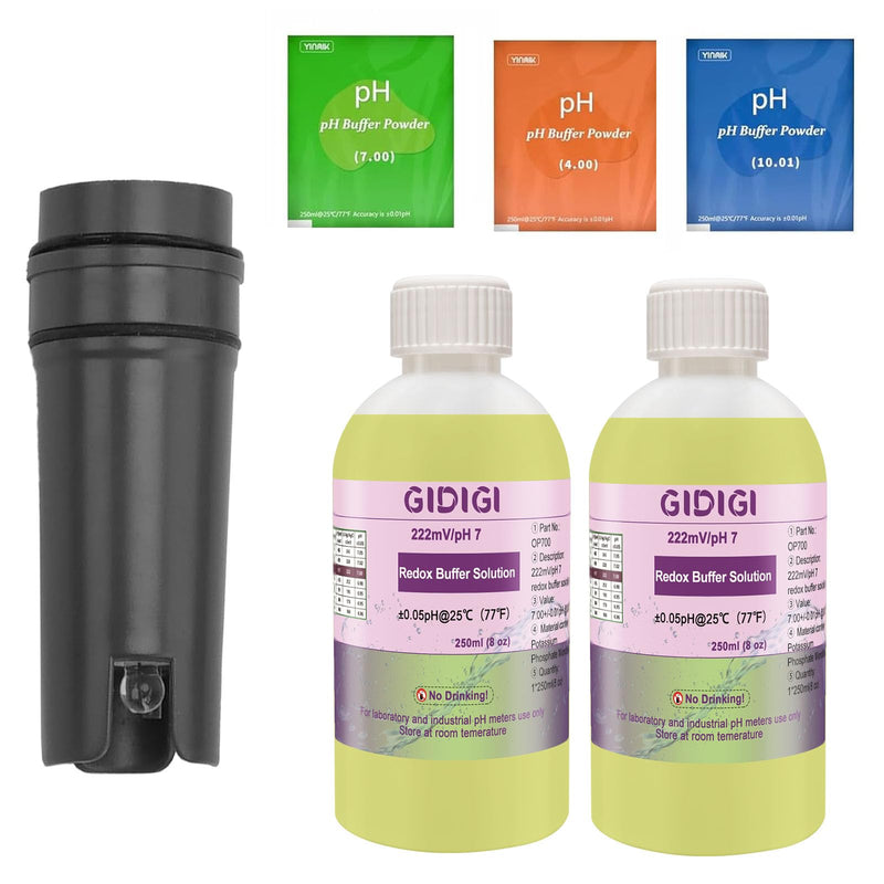 [Australia - AusPower] - pH Meter Replaceable Probe for GIDIGI Pool Salt Tester with 2 * 250ml pH 7.0 Calibration Solution Kits 