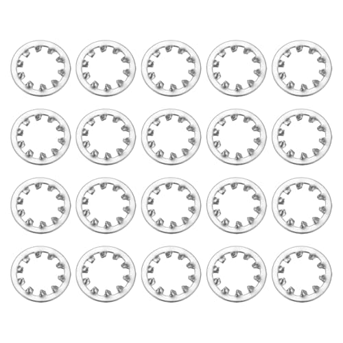 uxcell 20Pcs 5/8 Internal Tooth Lock Washer, 304 Stainless Steel Multi-Tooth Star Washer Locking Fastener, Silver Tone