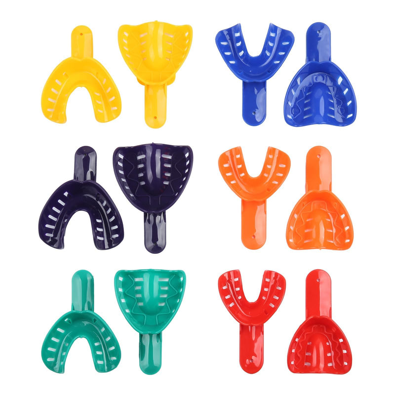 Dental Impression Tray, Plastic Perforated Trays | Pack of 12 Plastic Teeth Imprint Trays for Whitening Splints for Adults and Children