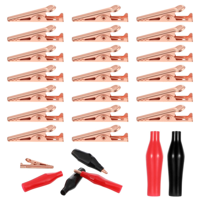 [Australia - AusPower] - Insulated Small Alligator Clips, 20 Pcs Toothless Mini Alligator Clips Electrical Test Clip Soldering Heat Sinks Micro Clip with Smooth Microscopic Tip (Black, Red) 