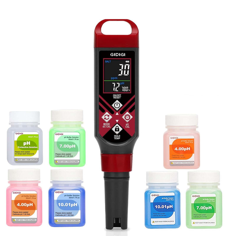 [Australia - AusPower] - pH Buffer Solution 4/7/10 & Digital Pool Salt Tester with Color Screen for Pool Aquarium Hot Tub Hydroponics 0.1 High Accuracy Salinity Tester Pool Water Testing Kit for Saltwater Aquarium 