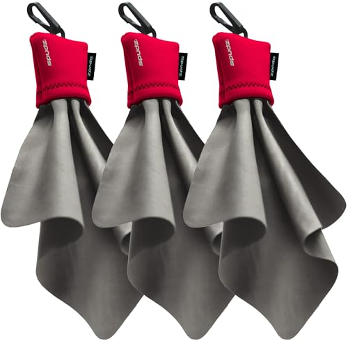 SPUDZ Ultra Microfiber Lens Cleaner with Closeable Bottom – Clip-On Pouch, Washable – for Binoculars, Scopes, Glasses, Screens | Ultra Red, 6 x 6 Inch (3-Pack) 6 x 6 Inch (3-Pack)